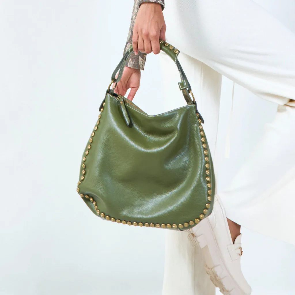 Studded leather tote bag wholesale
