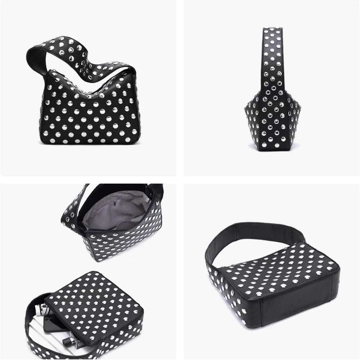 Studded Purses Y2k Shoulder Bag 90s Punk Women Small Shouder Purse Vegan Leather Designer Handbags Streetwear 2000s