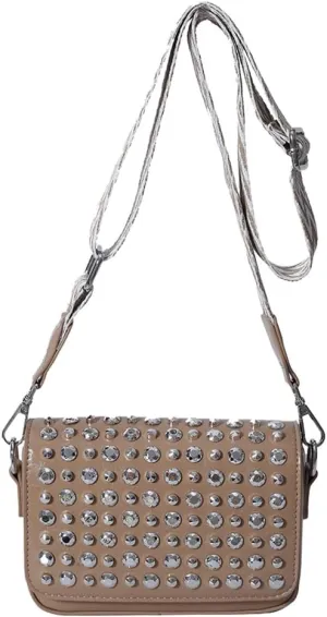 Studded Purse,Y2k Shoulder Bag Gothic Crossbody Bag 90s Punk Trendy Women's Small Handbag 2000s Leather Chain Bag