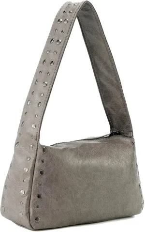 Studded Shoulder Crossbody Bag for Women Cute Trendy Y2K Style Genuine Leather Handbag for Parties or Streetwear