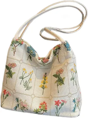 Stylish Large Capacity Embroidered Tote Bag for Women Trendy Shoulder Bag with Exquisite Embroidery