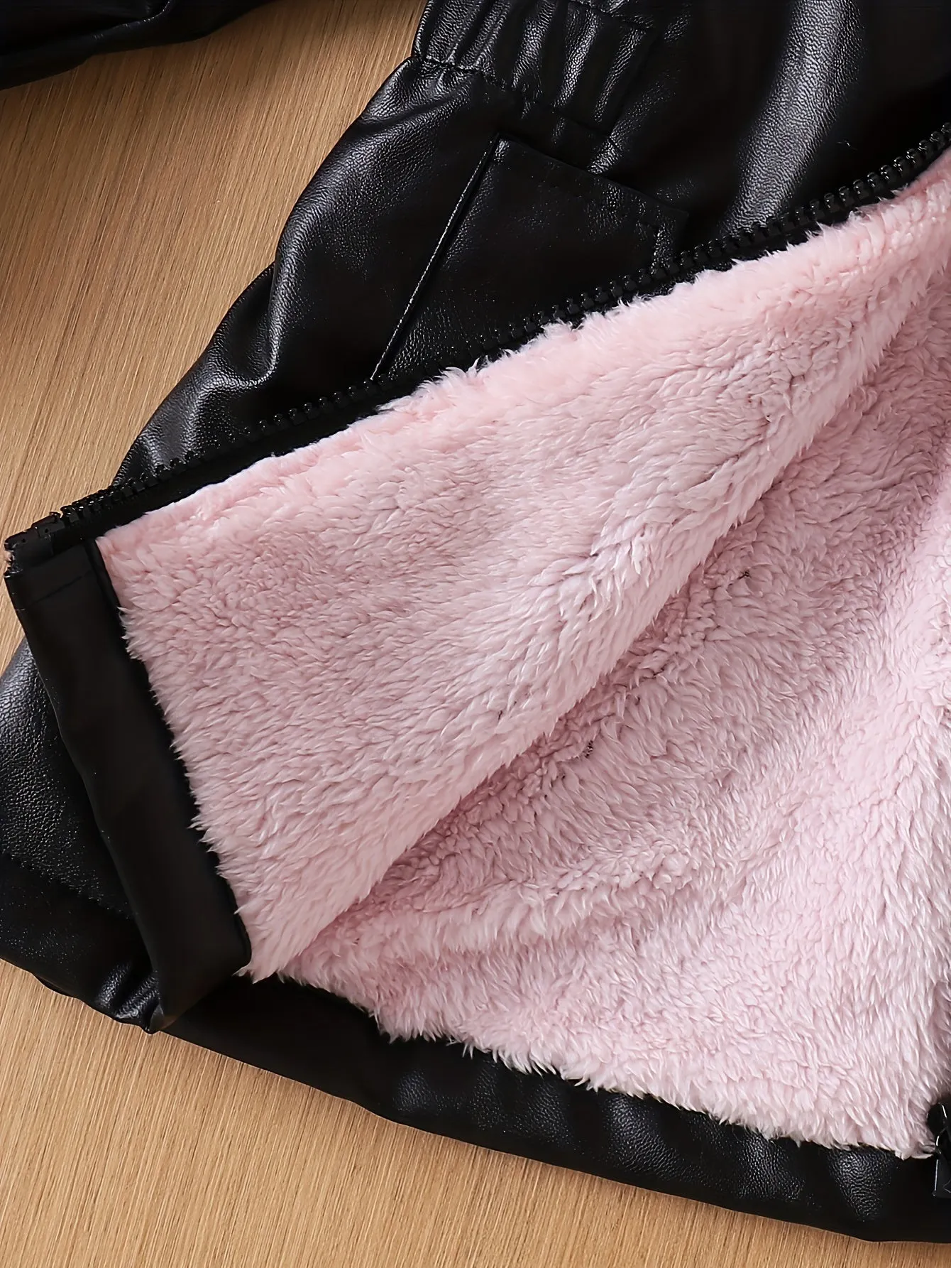 Stylish PU Leather Faux Fur Collar Jacket for Girls - Aiza