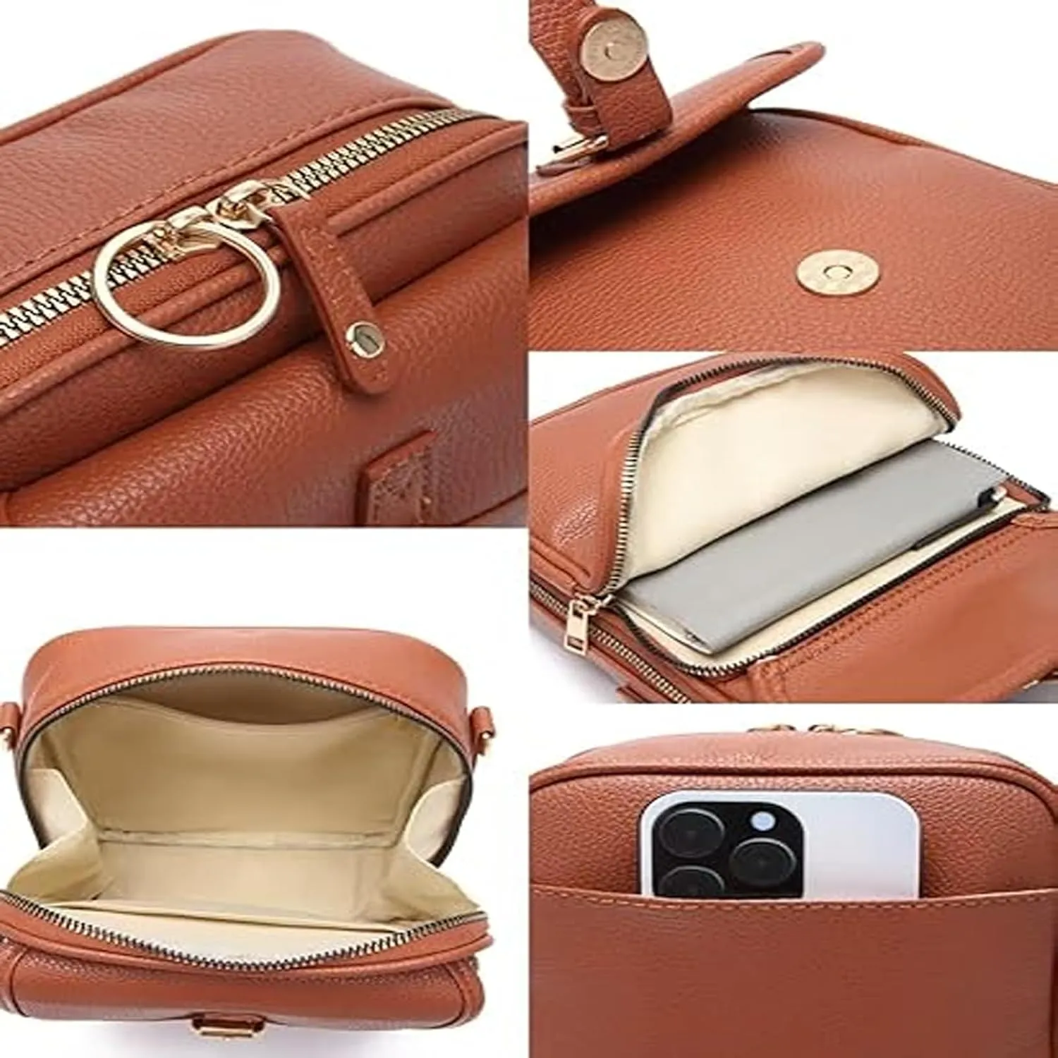 Successivei Crossbody Leather Bag,Urvashi Crossbody Bag Zealburst Vintage Double Layer Large Capacity Mini Cross Bags