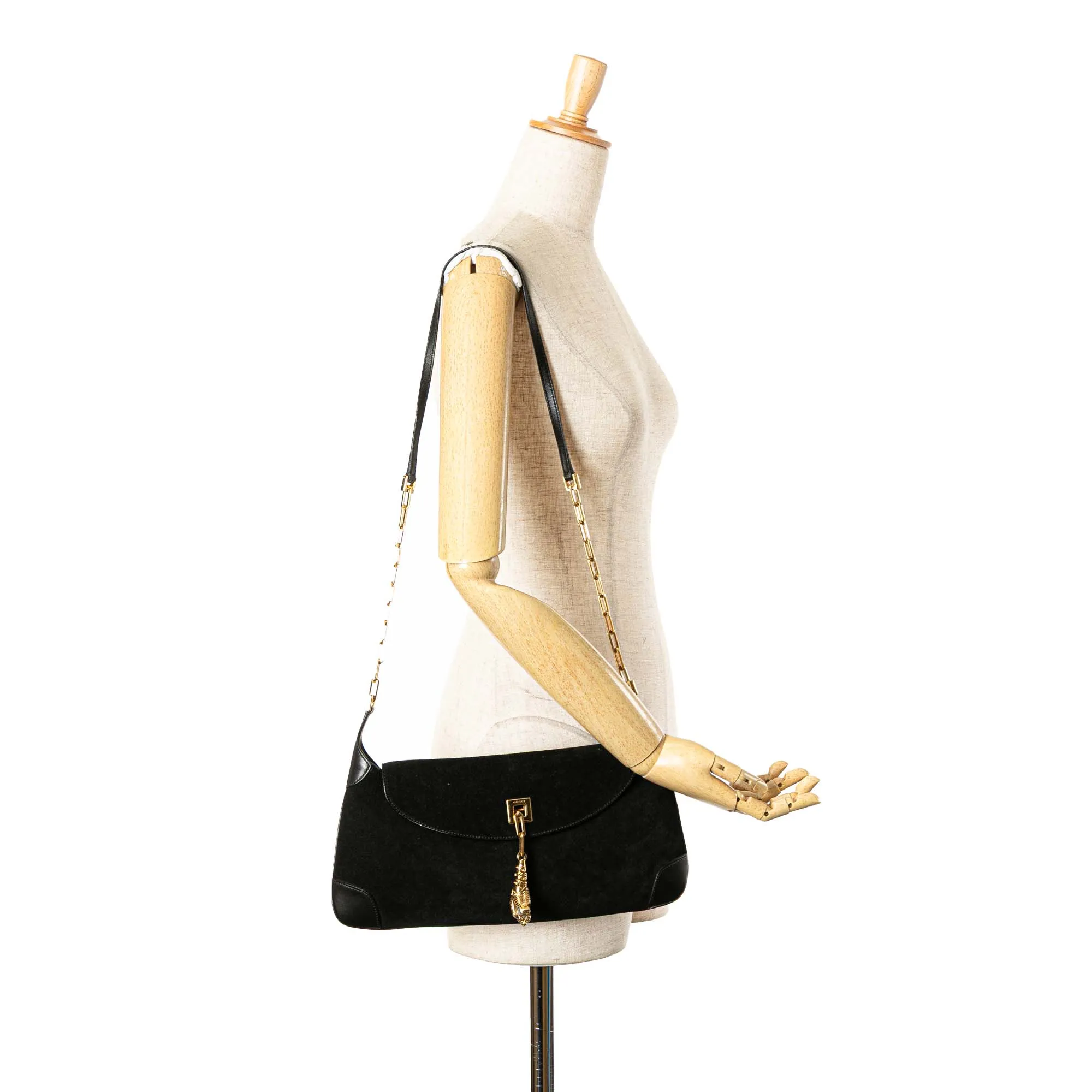 Suede Tiger Head Shoulder Bag