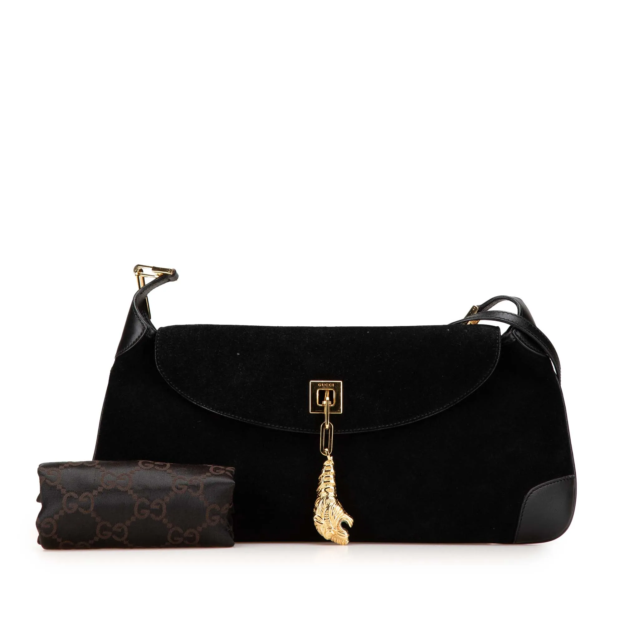 Suede Tiger Head Shoulder Bag
