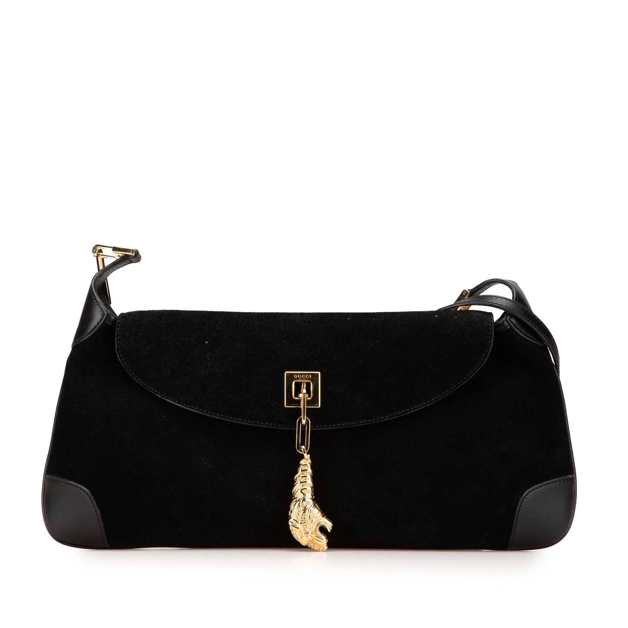 Suede Tiger Head Shoulder Bag