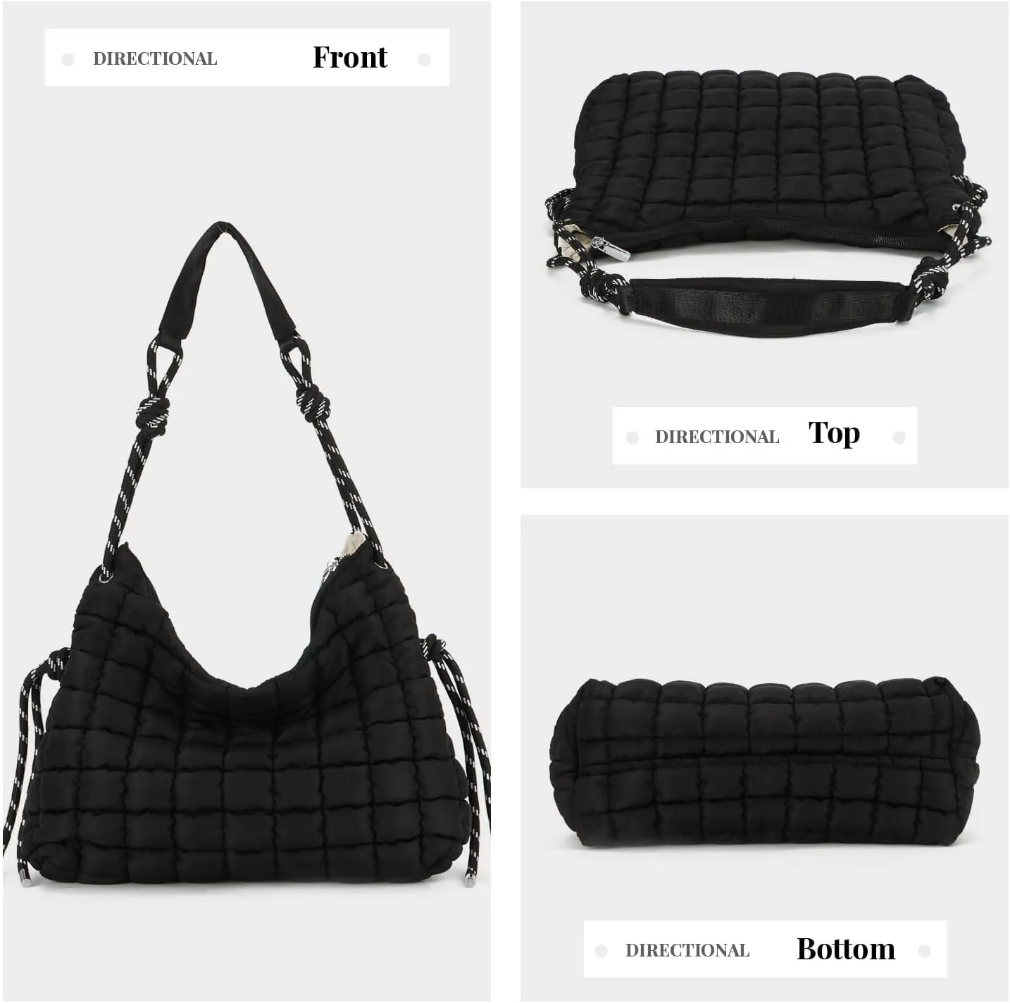 SUKUTU Puffer Tote Bag for Women Lightweight Quilted Crossbody Shoulder Bag Soft Puffy Large Purse