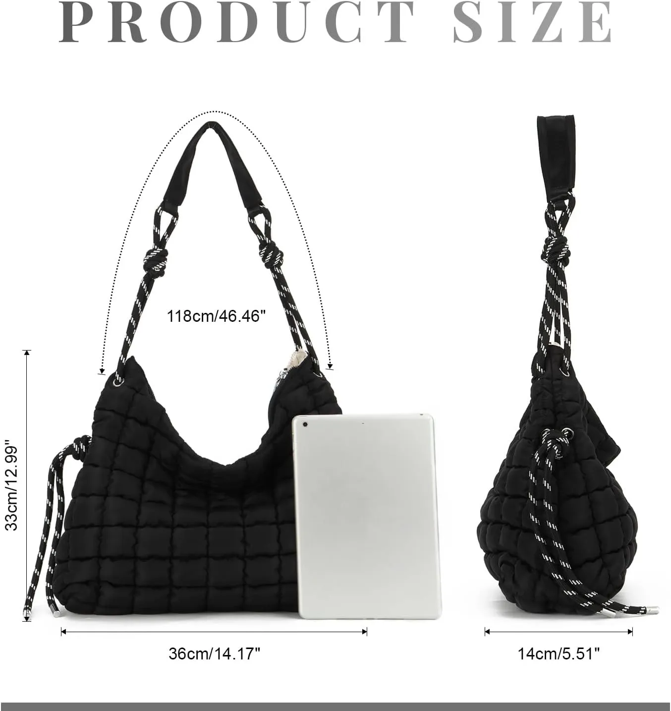 SUKUTU Puffer Tote Bag for Women Lightweight Quilted Crossbody Shoulder Bag Soft Puffy Large Purse