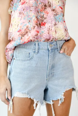 Sunset Strolls Distressed Denim Shorts