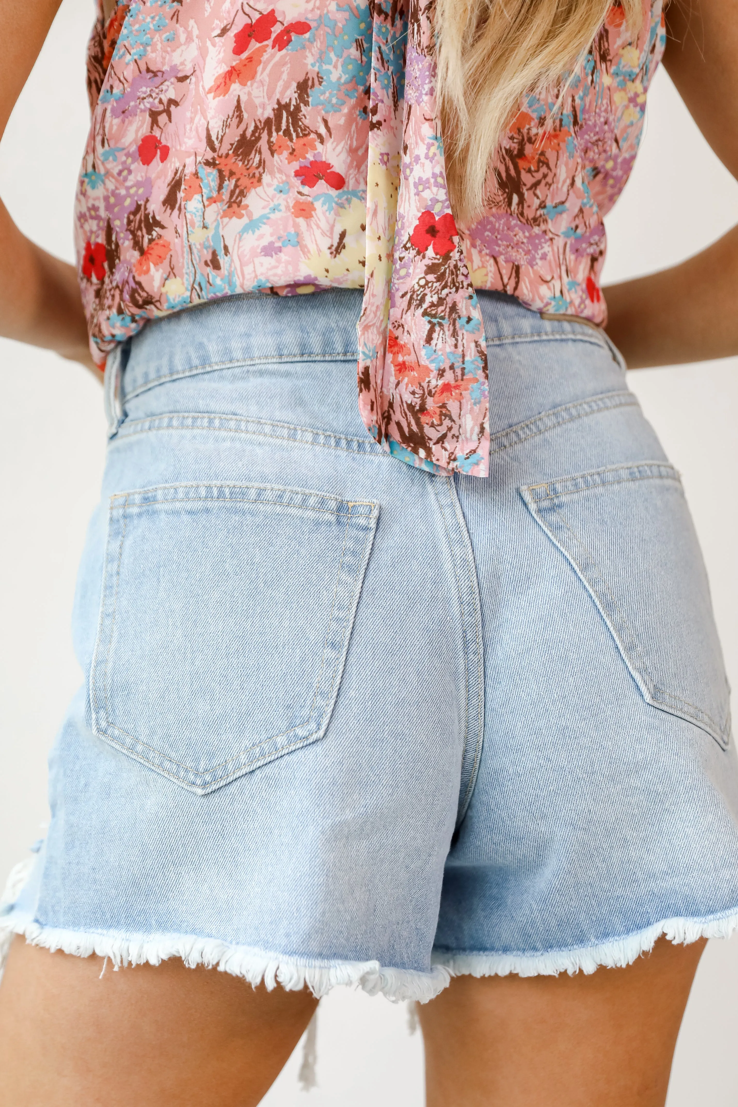 Sunset Strolls Distressed Denim Shorts