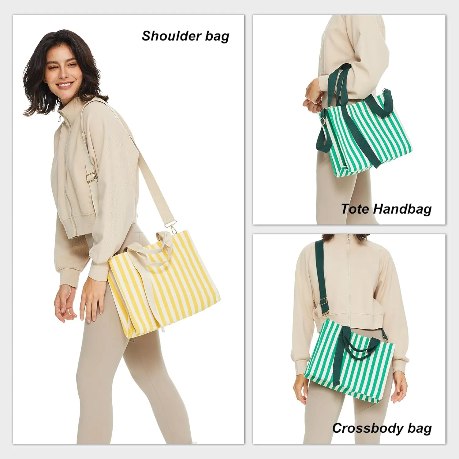 Surblue Tote Bag for Women Canvas Tote Handbag with Pockets Women Shoulder Bag Travel Shoulder Bags