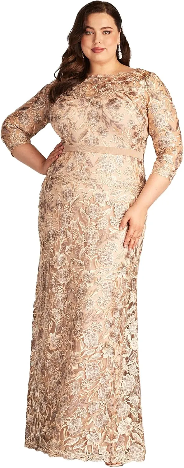 Tadashi Shoji Marcel Embroidered Illusion Gown - PLUS SIZE