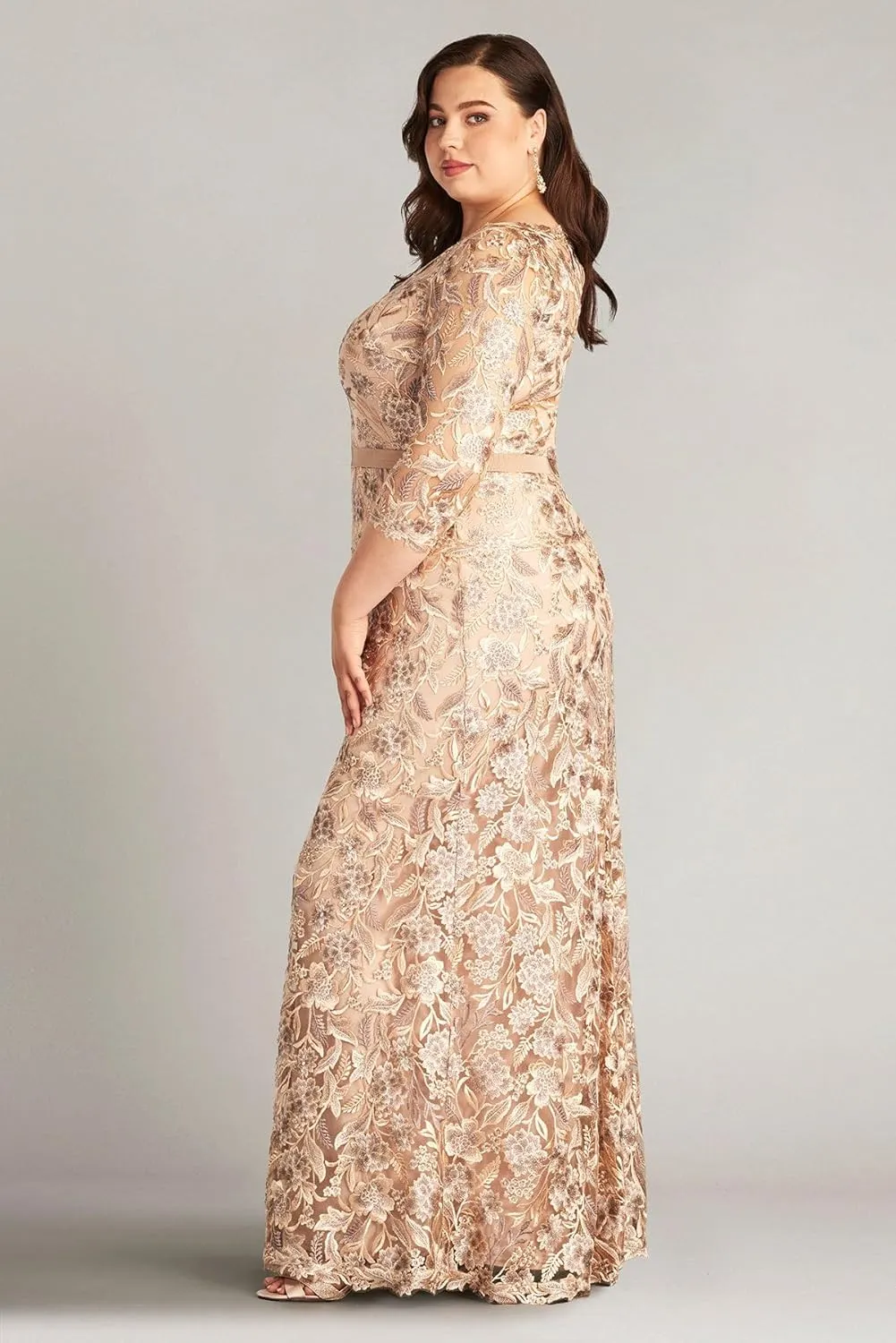 Tadashi Shoji Marcel Embroidered Illusion Gown - PLUS SIZE