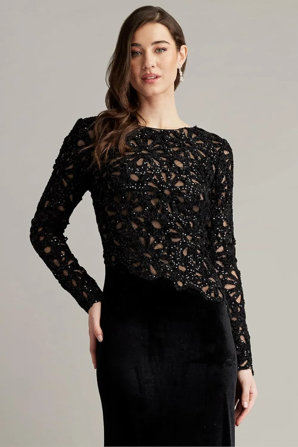 Tadashi Shoji Sinnott Chenille Embroidered Gown