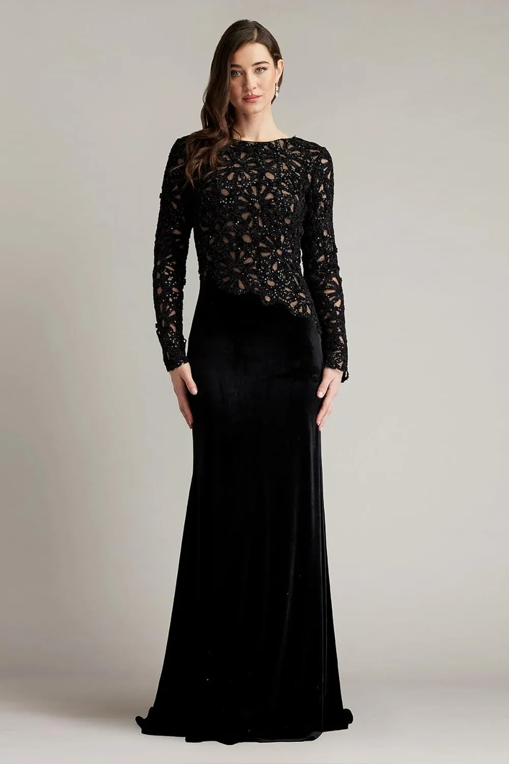 Tadashi Shoji Sinnott Chenille Embroidered Gown