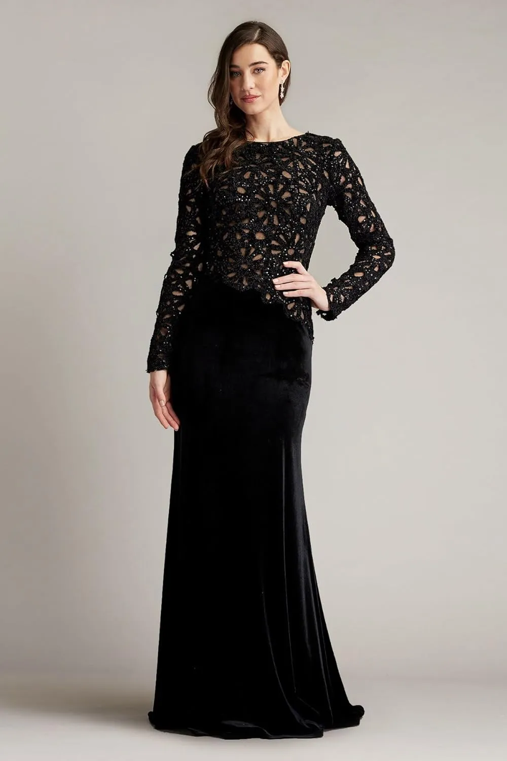 Tadashi Shoji Sinnott Chenille Embroidered Gown