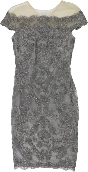Tadashi Shoji Womens Embroidered Bodycon Dress, Metallic, 10
