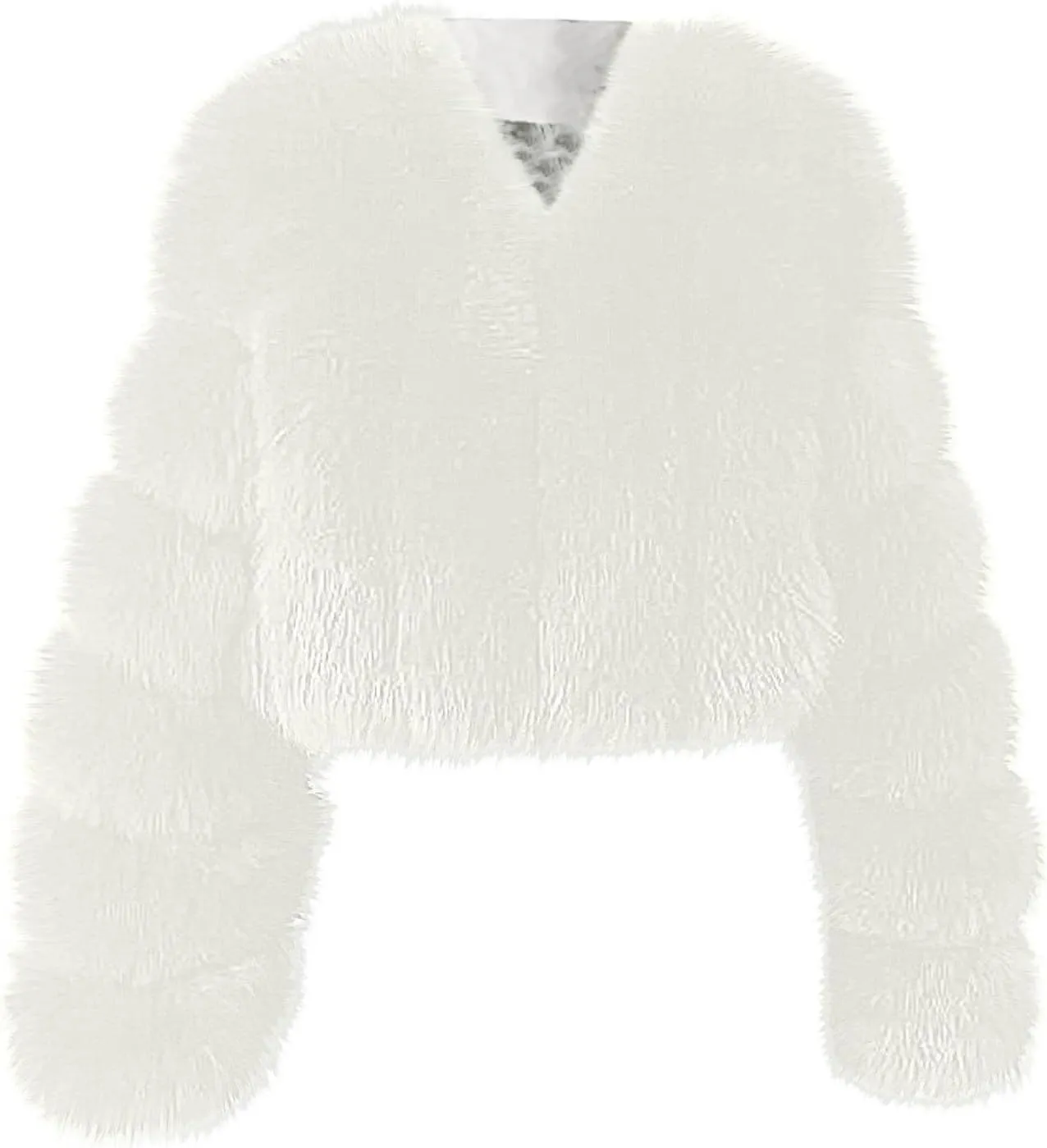 TANGNADE Fur Jackets for Women Formal Wedding Coat Long Sleeve Cropped Faux Fur Evening Jackets Plus Size Winter Warm