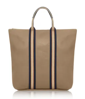 Taupe Leather Tote Backpack