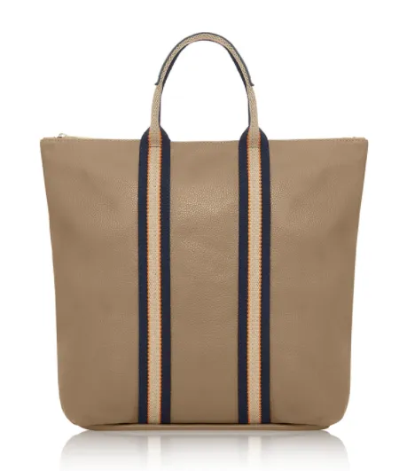 Taupe Leather Tote Backpack