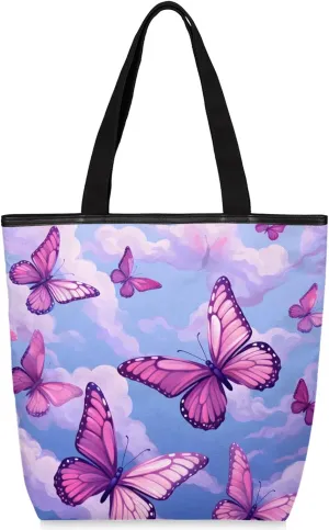 Tavisto Spacious Canvas Tote Bag for Women, Zippered Shoulder Bag with Inner Pocket Perfect for Beach, Books, Shopping