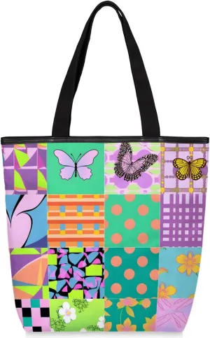 Tavisto Spacious Canvas Tote Bag for Women, Zippered Shoulder Bag with Inner Pocket Perfect for Beach, Books, Shopping