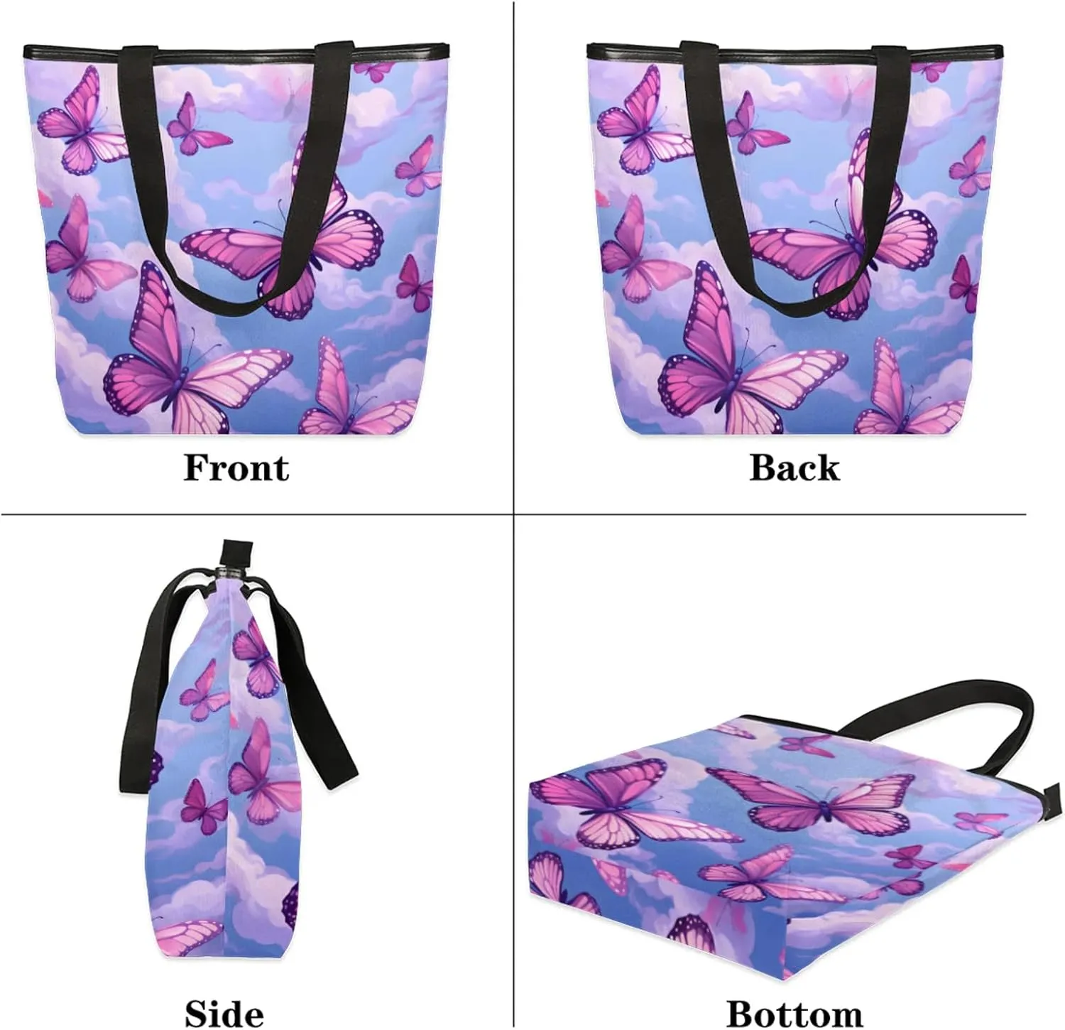 Tavisto Spacious Canvas Tote Bag for Women, Zippered Shoulder Bag with Inner Pocket Perfect for Beach, Books, Shopping
