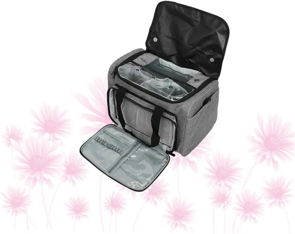 TEHAUX Woolen Yarn Storage Bag Large Capacity Shoulder Bag Multi-Pockets Craft Organizer Fashionable Handbag