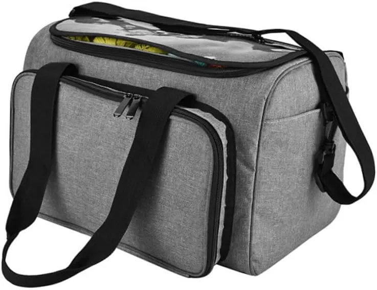 TEHAUX Woolen Yarn Storage Bag Large Capacity Shoulder Bag Multi-Pockets Craft Organizer Fashionable Handbag
