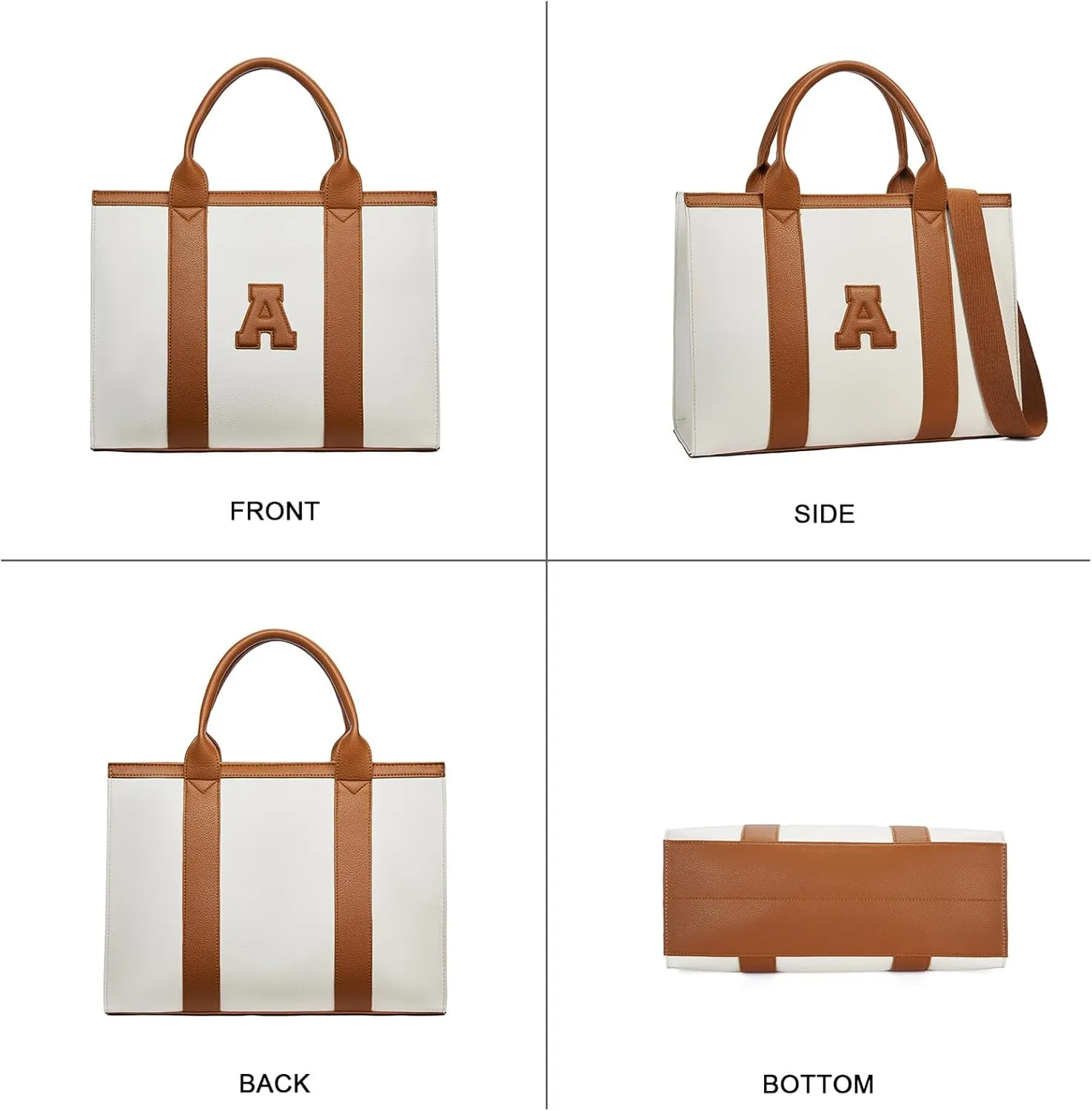 Telena Leather Tote Bag for Women Crossbody Tote Purse Handbag with Compartments and Adjustable Strap