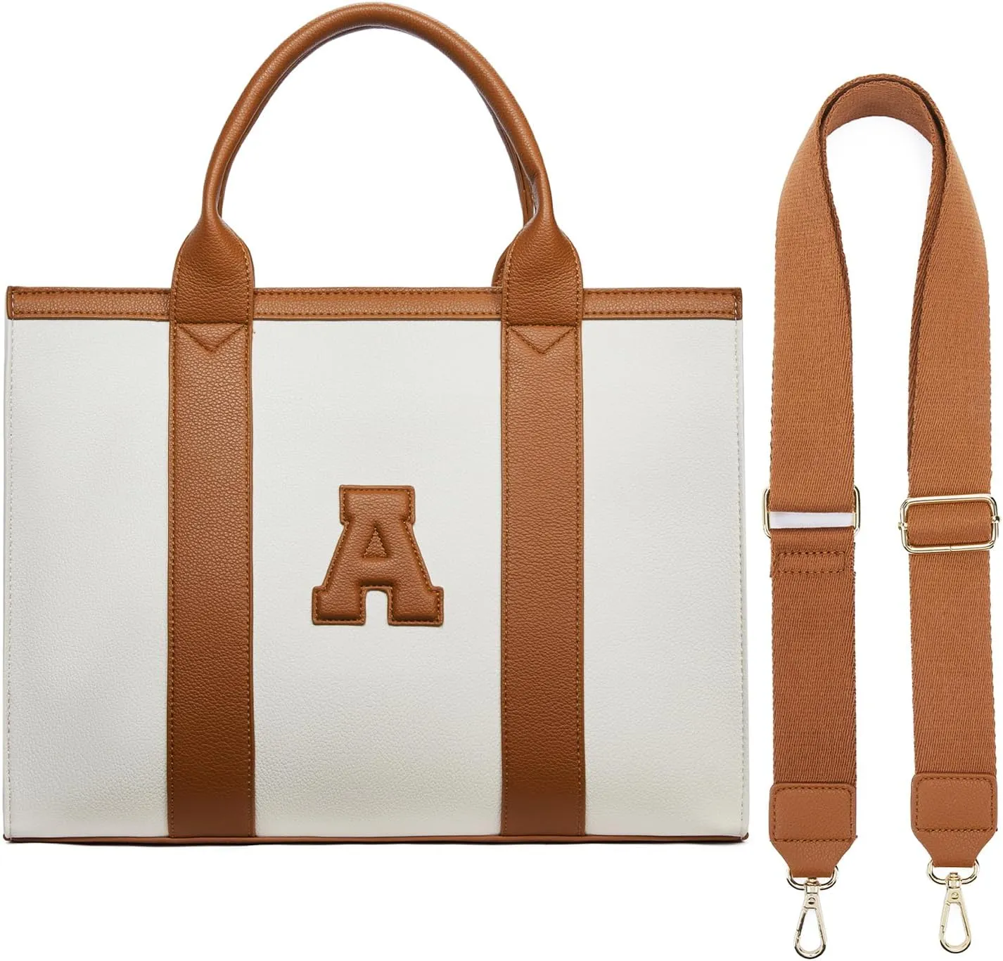Telena Leather Tote Bag for Women Crossbody Tote Purse Handbag with Compartments and Adjustable Strap