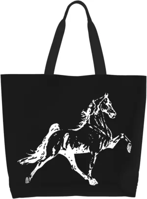Tennessee Walking Horse Canvas Tote Bags for Women, Ladies Shoulder Handbags Large Purse Lightweight Foldable Reusable Shopping Bag with Pockets for Work, Travel, 15.7x19.7in