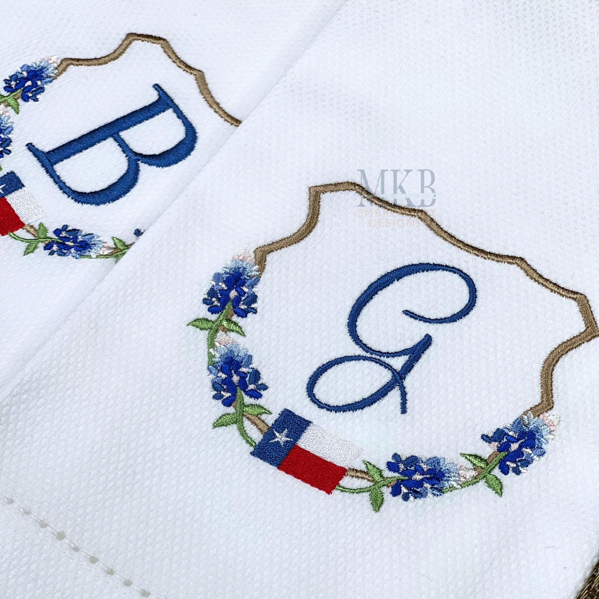 Texas Bluebonnets Crest Embroidery Design, Wildflowers, Satin Stitch
