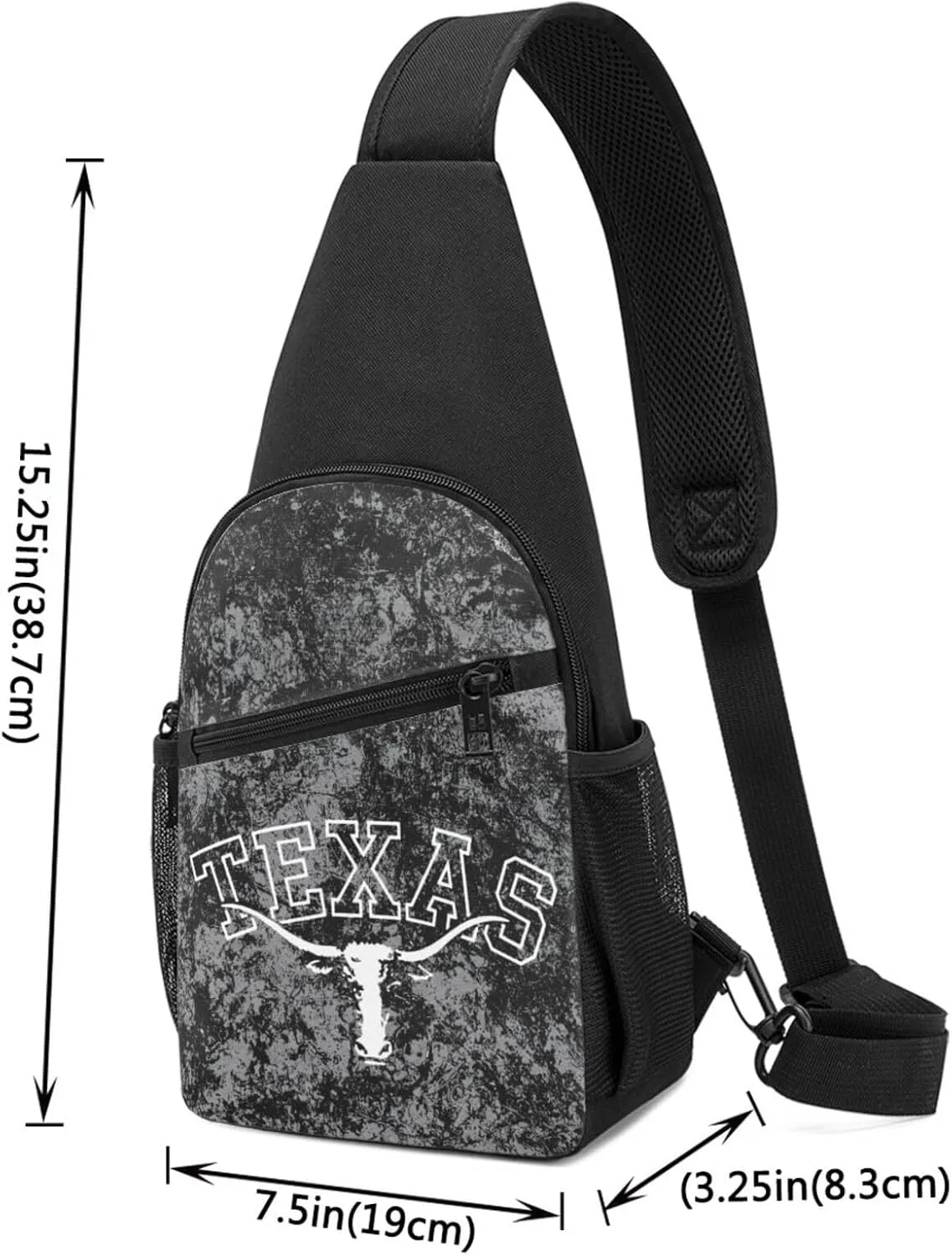 Texas Longhorn Lone Star State Texas Strong Sling Bag Crossbody Backpack Shoulder Casual Daypack Bags for Men Women