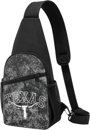 Texas Longhorn Lone Star State Texas Strong Sling Bag Crossbody Backpack Shoulder Casual Daypack Bags for Men Women