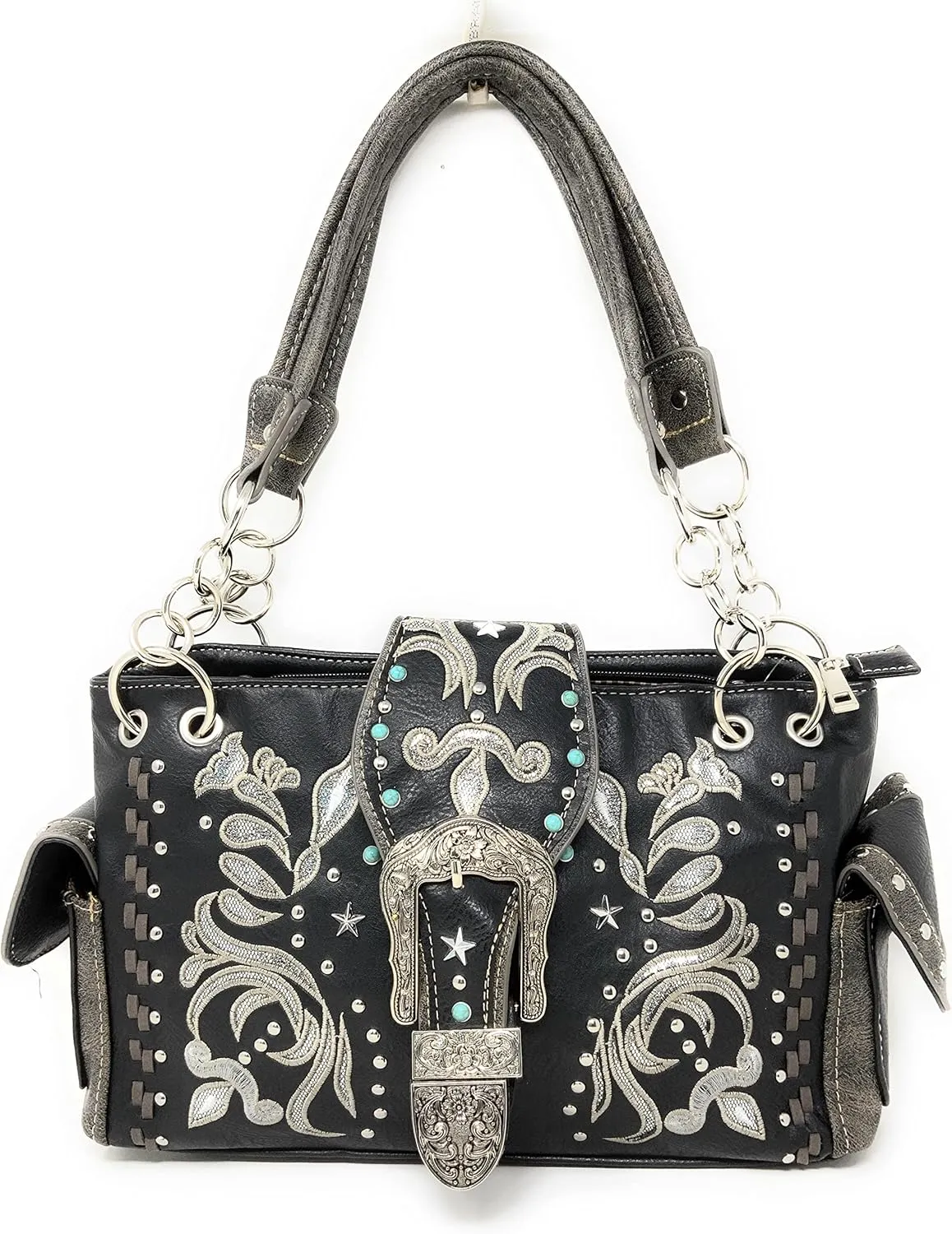 Texas West Women's Buckle Embroidery Shoulder Handbag Purse in Multi Colors