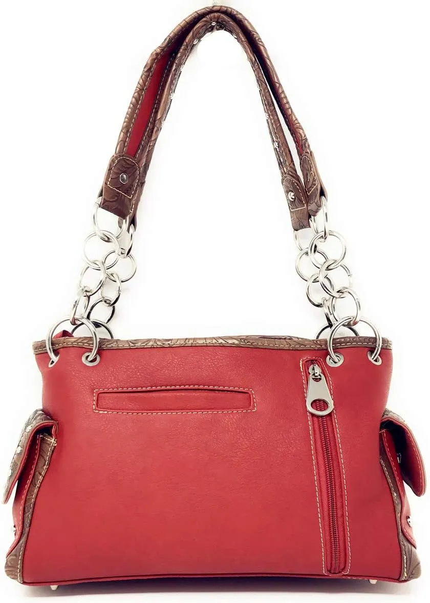 Texas West Women's Cross Flower Shoulder Handbag Purse in 3 Colors