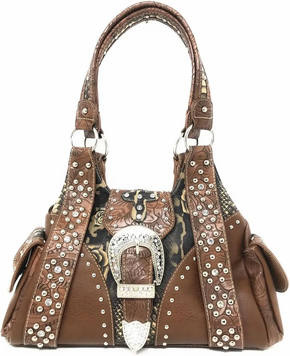 Texas West Women's Cross Flower Shoulder Handbag Purse in 3 Colors