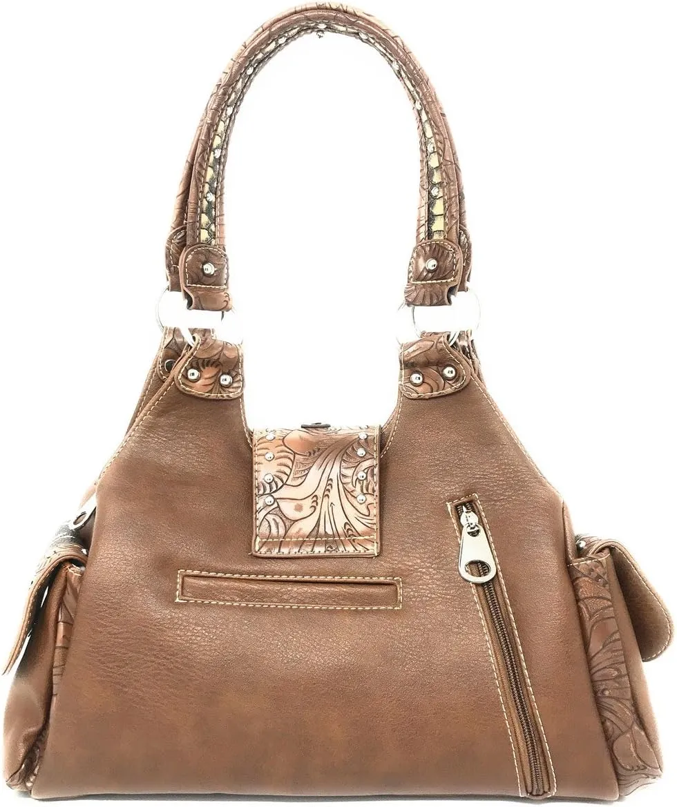 Texas West Women's Cross Flower Shoulder Handbag Purse in 3 Colors