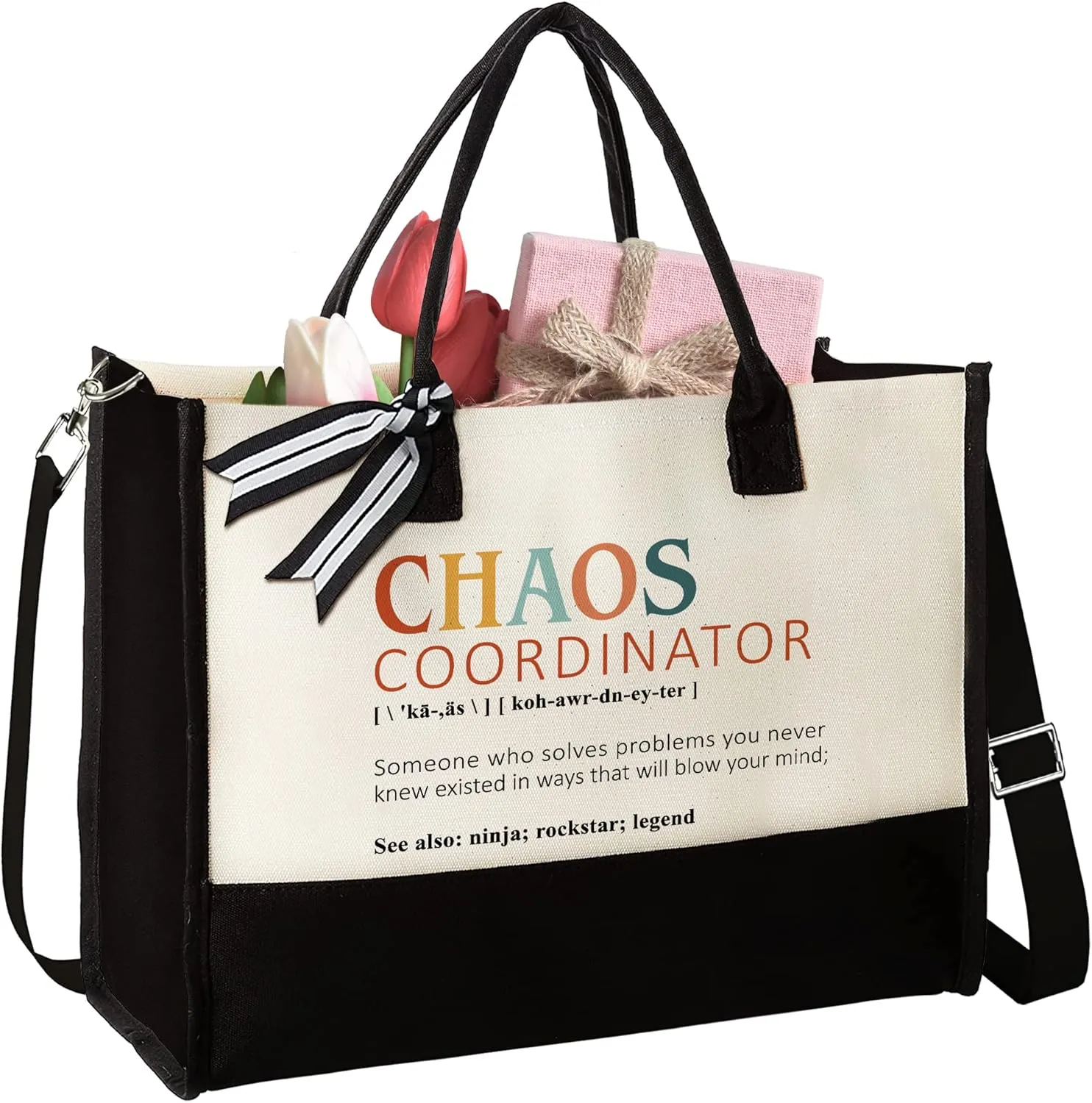 Thank You Gifts for Women, Teacher, Coworker, Boss Lady, Manager, Employee, Nurse - Administrative Professional Day Gifts, Teacher Appreciation Gift - Chaos Coordinator Gift - Canvas Tote Bag