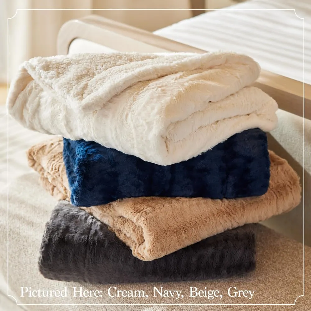 The Connecticut Home Co Throw Blanket for Couch, Soft Fluffy Room Decor, Cozy Warm Throws for Bed, Couches, Gifts for Women, Bedroom Cute Aesthetic Blankets Faux Fur and Sherpa, 65x50, Dusty Rose