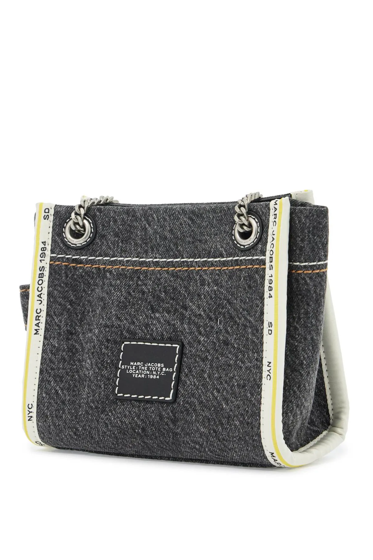 the denim chain crossbody tote bag