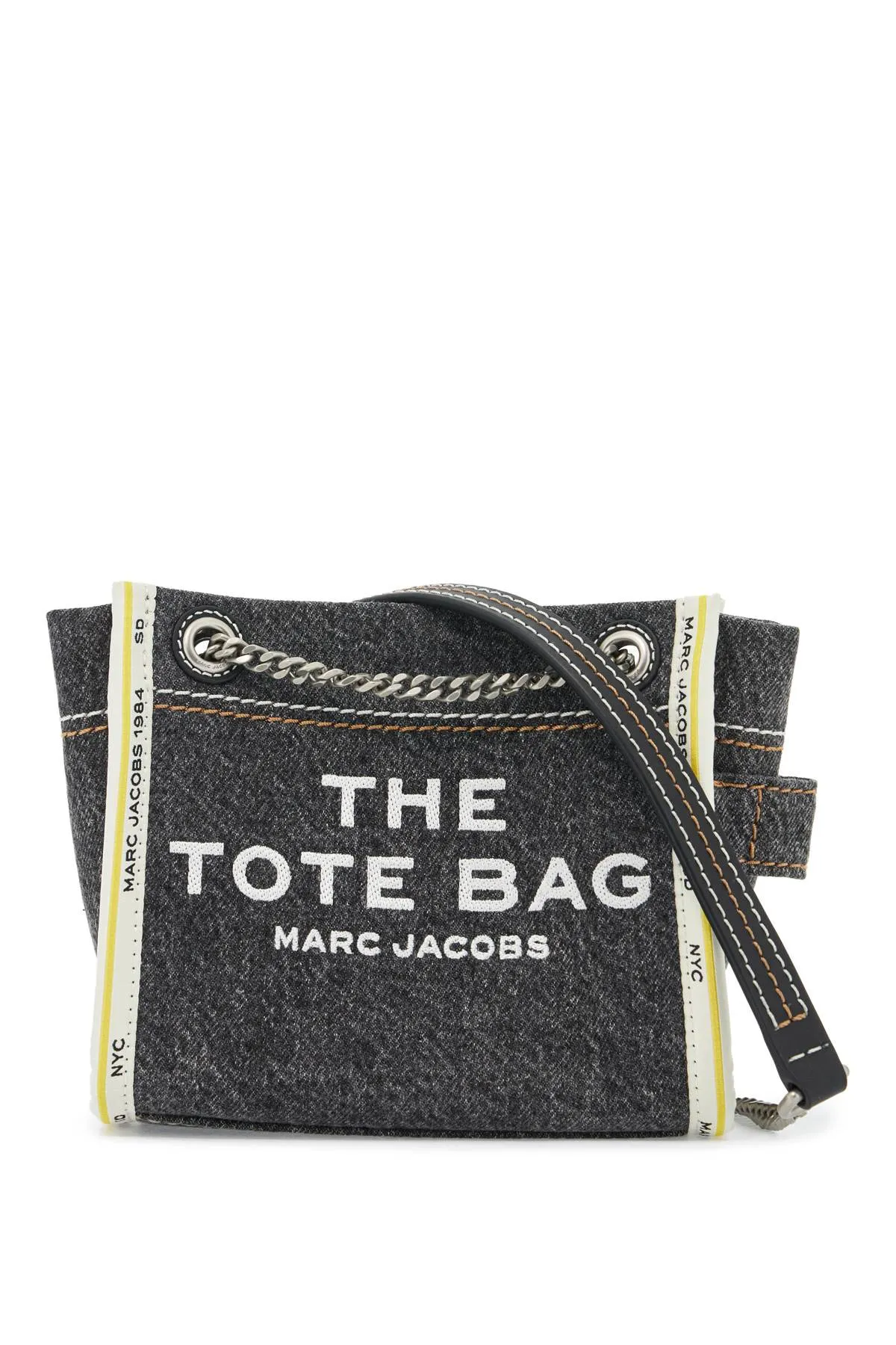 the denim chain crossbody tote bag