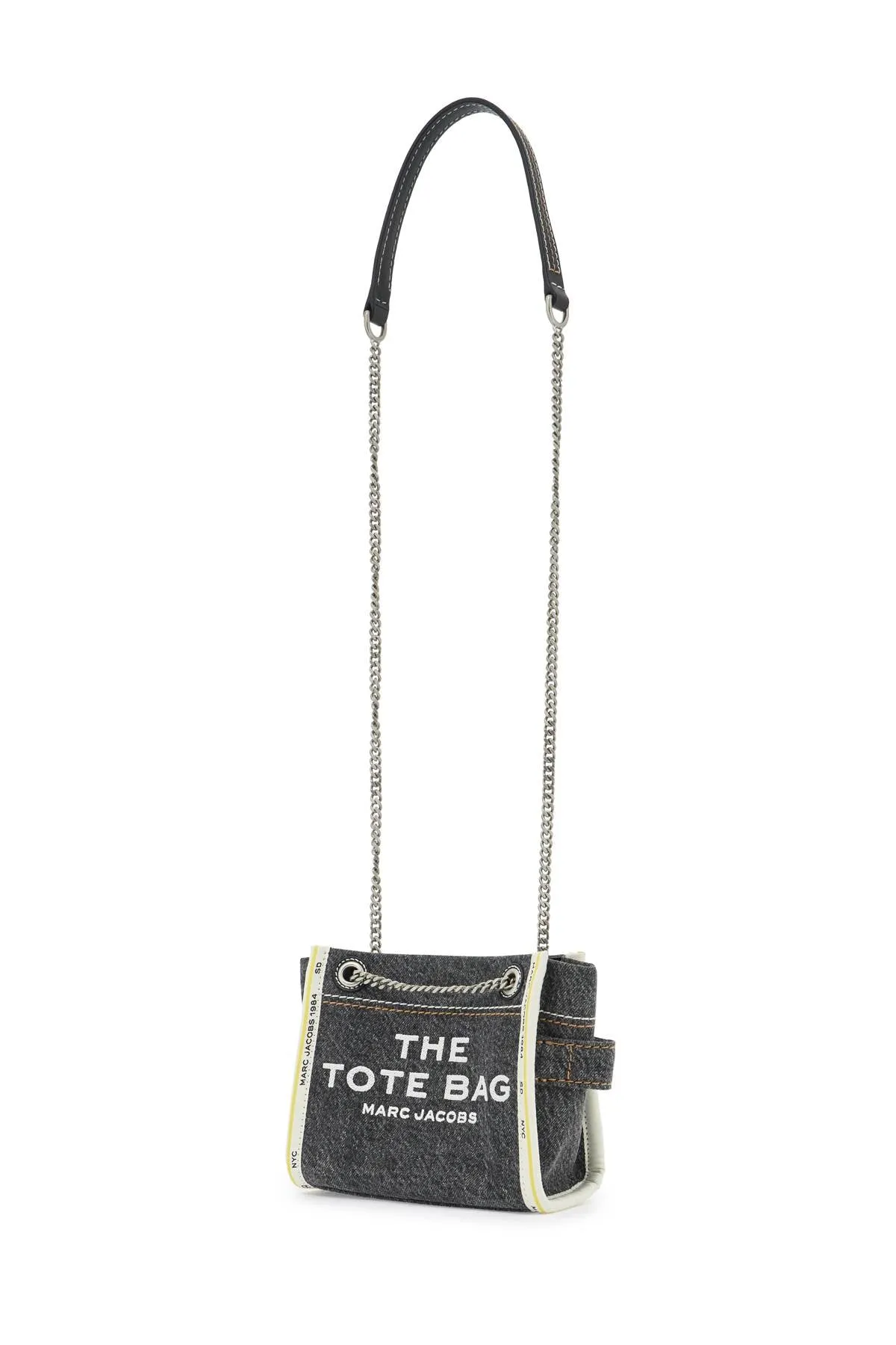 the denim chain crossbody tote bag