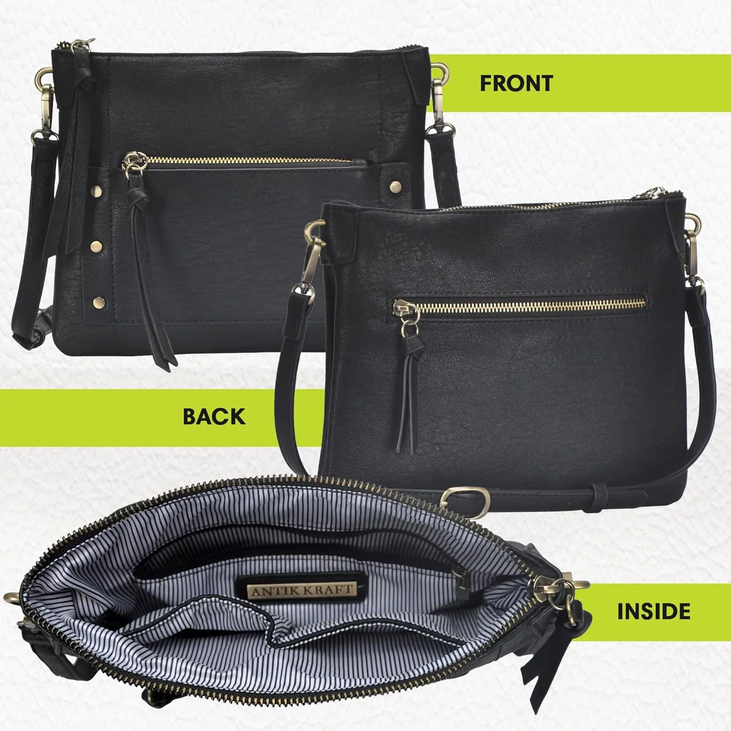 The Savannah Crossbody Shoulder Bag | Vegan leather Shoulder Bag with removable crossbody strap |11"x 1.5"x8.5"|