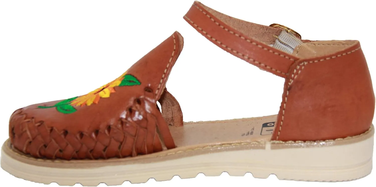 The Western Shops Womens Huarache Sandals, Womens Leather Sunflower Sandals, Mexican Leather Huaraches