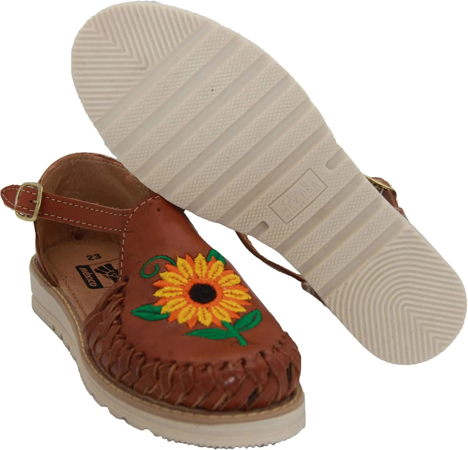 The Western Shops Womens Huarache Sandals, Womens Leather Sunflower Sandals, Mexican Leather Huaraches
