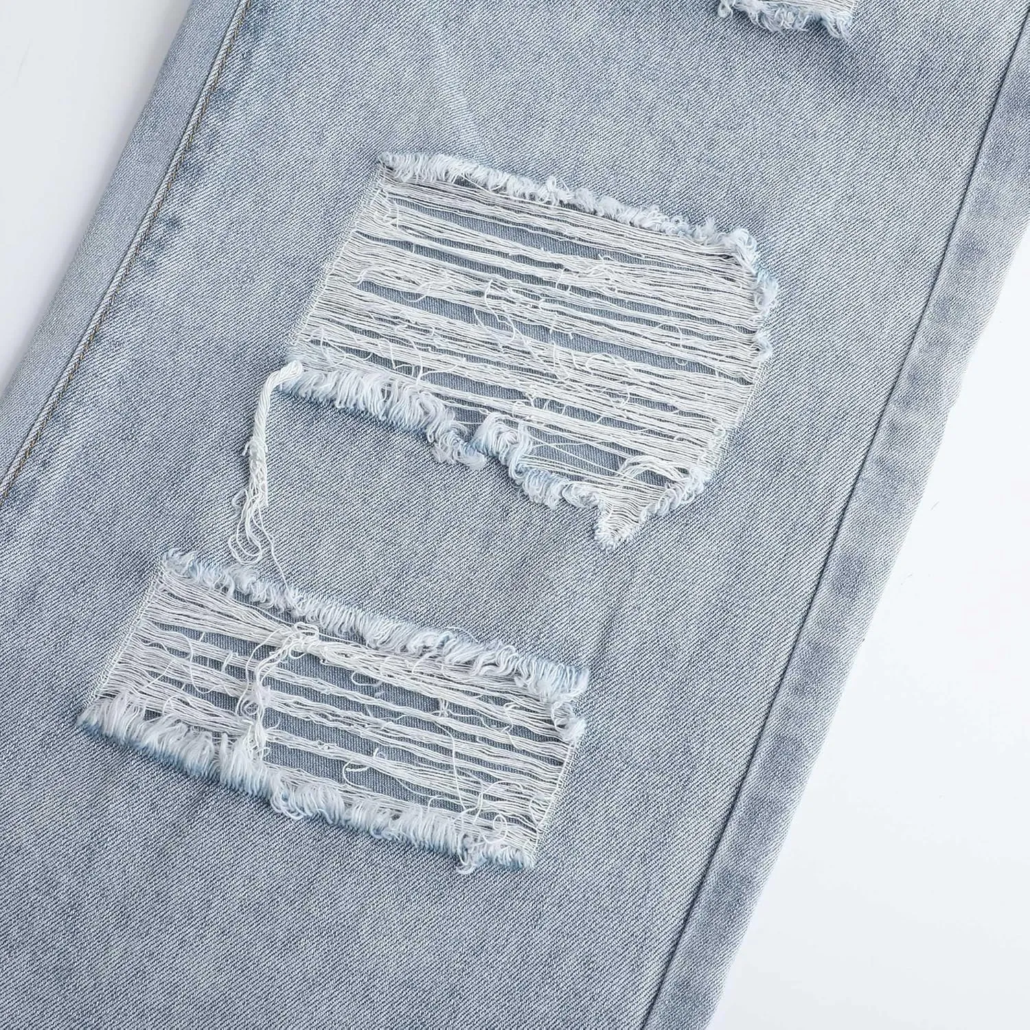 THUNDER STAR Womens High Waisted Wide Leg Jeans Stretchy Distressed Denim Pants