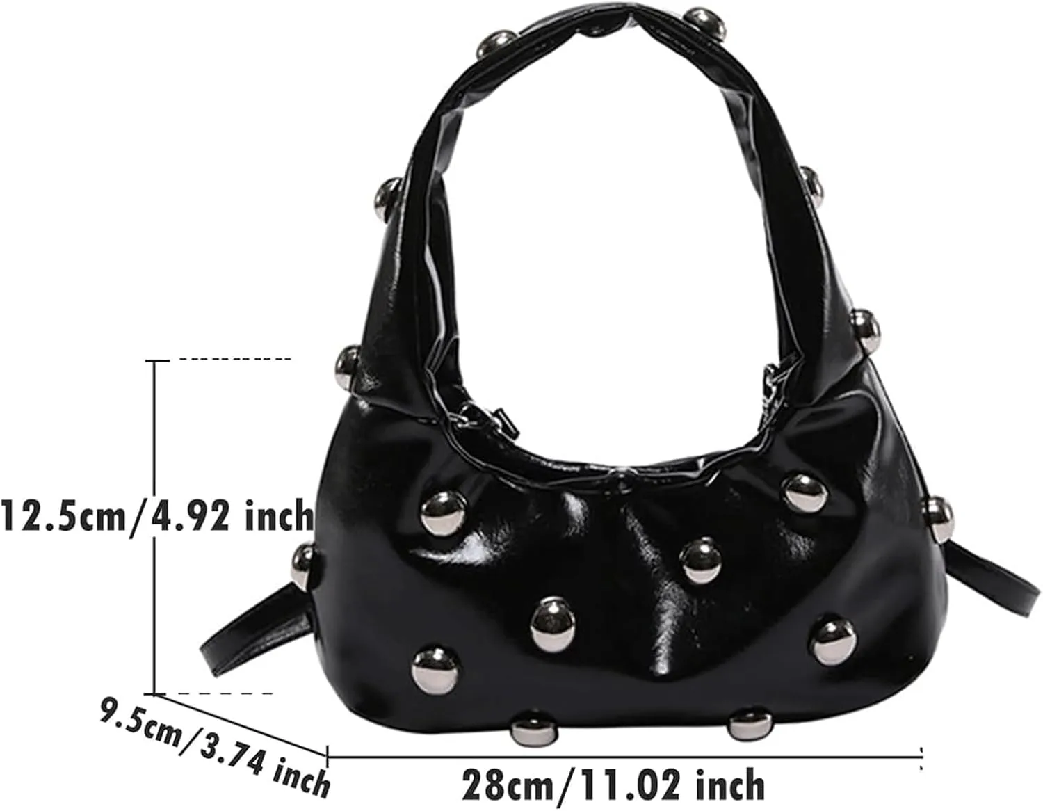 TISTIK Women's Retro Studded Handbag Y2K Small Leather Shoulder Bag Punk Crossbody Clutch Purses