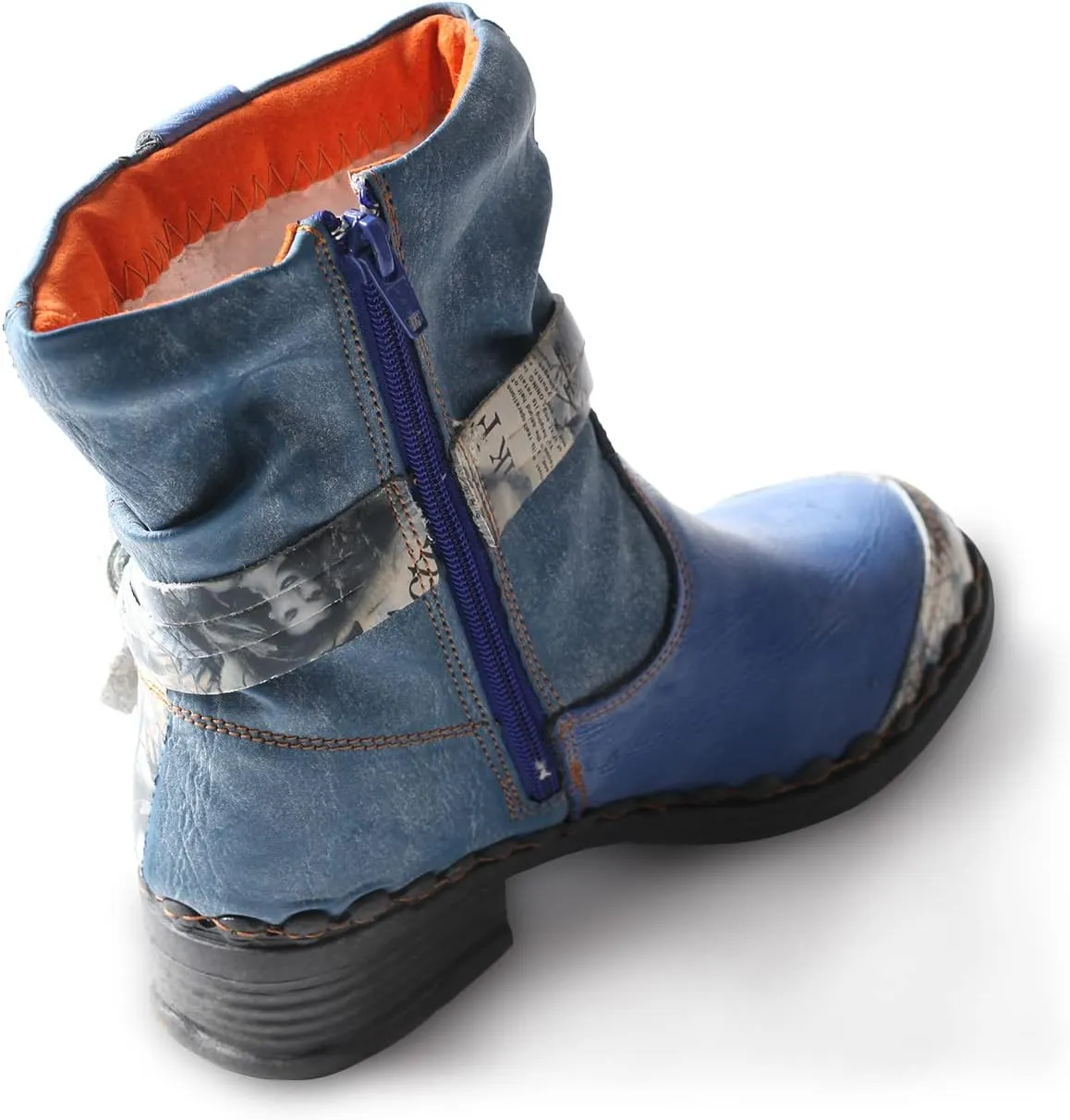 TMA EYES Distressed Tie-Accent Faux Fur Lining Side Zip Women's Snow Boots